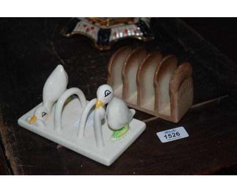 Two Carltonware Toast Racks - 'Hovis' and 'Early Bird catches Worm'  