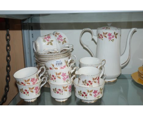 A quantity of Royal Stafford Teaware in 'Fragrance' pattern including eleven tea plates, nine saucers, eight cups, coffee pot