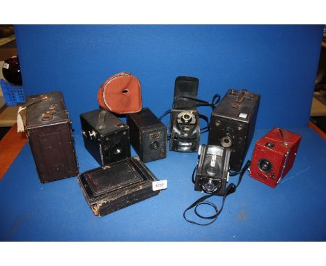 Eight Cameras including two Detective Falling Plate Cameras, two Ensign Ful-Vue, Voigtlander Special Tenax Plate Camera, All 