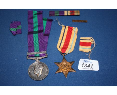 A Palestine Medal in the name of 370 9478 Sjt A. Jones, Kings Own Regiment, The African Star, a small Bar inscribed '8th Army