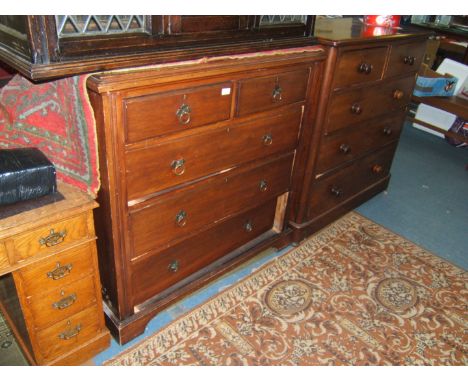 A circa 1890 Mahogany Chest of two short over three long graduated Drawers, moulded edge rectangular top, over the five Mahog