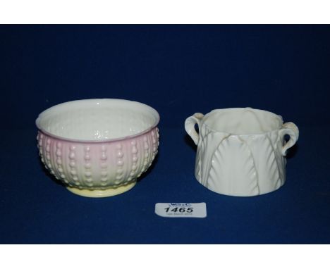 A Royal Worcester leaf Pot and a Royal Worcester China Works sugar bowl