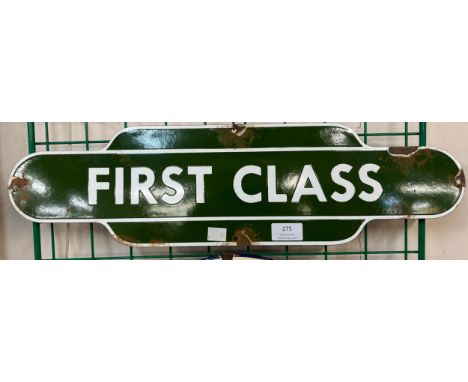 A First Class enamelled railway sign 