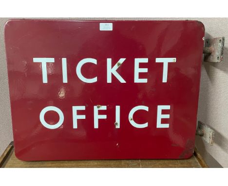 BR(M) fully flanged double-sided enamel Ticket Office station railway sign. Double sided complete with two original mounting 