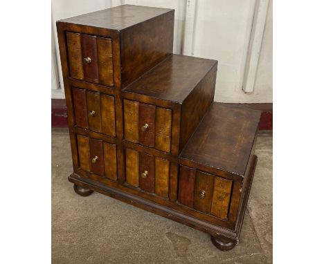 A Regency style mahogany and brown leather library step/chest 