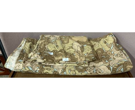 A pair of 1970's Alphonse Mucha style Sanderson curtains, approximate size 234cm x 140cm