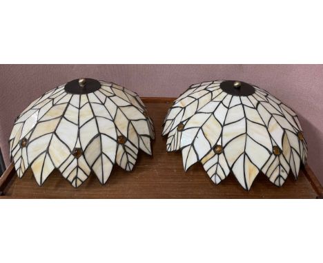 Two Tiffany style ceiling light shades 