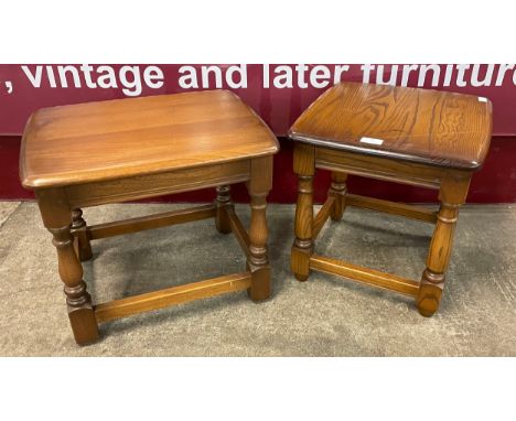 Two similar Ercol elm stools 