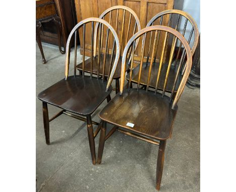 A set of four Ercol Golden Dawn elm and beech Windsor chairs