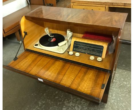 A Kolster-Brandes walnut tri-fi spherical sound system record player with assorted records 