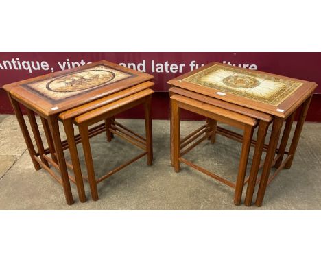 Two Danish teak and tile topped nests of tables 