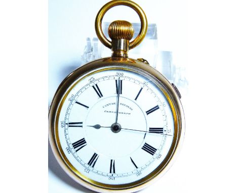 CHRONOMETER POCKET WATCH. Gold plated open faced centre seconds Chronometer, movement marked J Hawley Ltd, 52 Hatton Gardens,