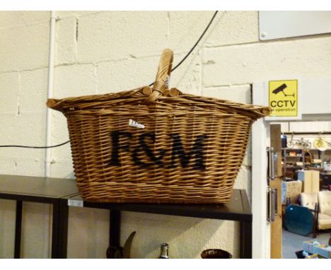 F&M WICKER HAMPER. VIntage F&M wicker hamper