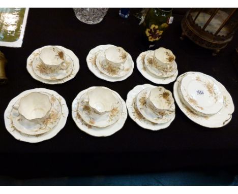 EDWARDIAN TEA SERVICE. Edwardian twenty two piece tea service with fluted cups