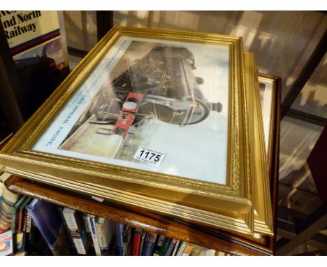 RAILWAY PICTURES. Shelf of framed railway pictures 