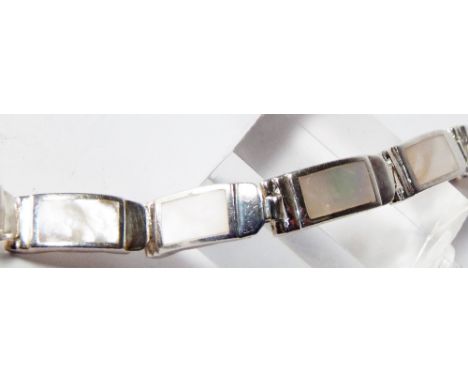 SILVER BRACELET. Sterling silver mother of pearl bracelet