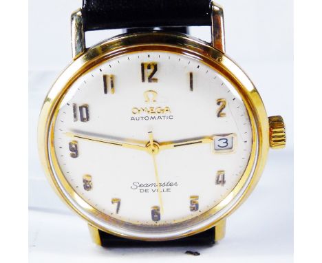 GENTS OMEGA SEAMASTER. Gents vintage gold plated automatic Omega Seamaster De Ville wristwatch, in original box