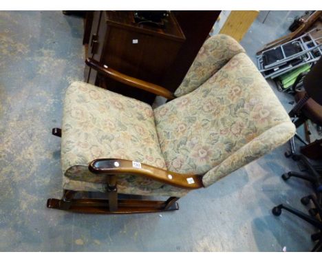 VINTAGE ROCKING CHAIR. Vintage rocking chair with tapestry upholstery