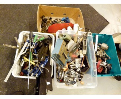 LATHE ACCESSORIES. Four boxes of lathe accessories & other tools