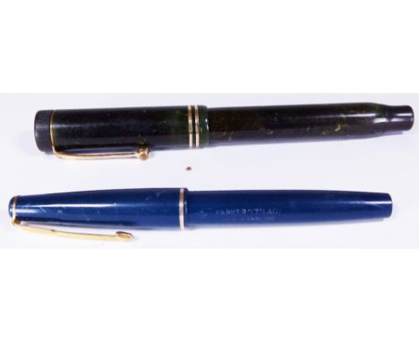 PARKER FOUNTAIN PENS. Parker ladies pen with 14 K nib and a Parker Canadian Duofold