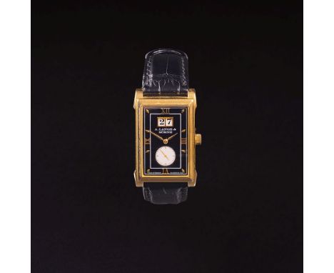 A. Lange &amp; Söhne. Herren-Armbanduhr 'Cabaret'. Um 1997. 18 kt. Roségold, gemarkt. Handaufzug. Schwarzes Ziffernblatt mit 