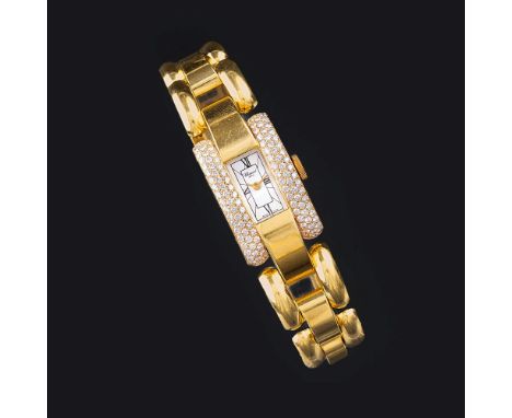 Chopard. Damen-Armbanduhr mit Brillant-Besatz 'La Strada'. Um 1995. 18 kt. GG, gest. Quarz. Helles Zifferblatt, röm. Ziffern,