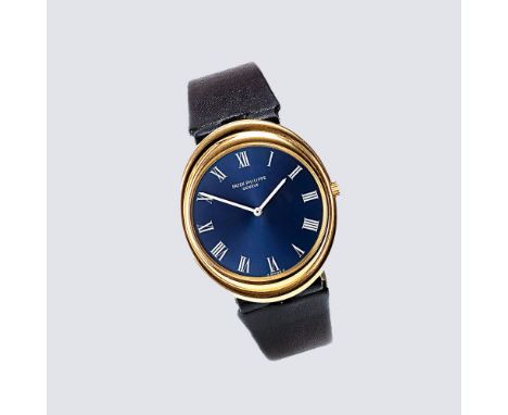 Patek Philippe &amp; Co. Herren-Armbanduhr 'Golden Ellipse Blue Dial'. 18 kt. GG, gest. Automatik. Hochovales Gold-Gehäuse, r