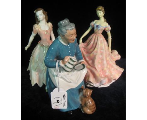 Royal Doulton bone china figurine 'The Favourite' HN2249, Coalport figurine 'Emma' and The Leonardo Collection 'Katie' figuri