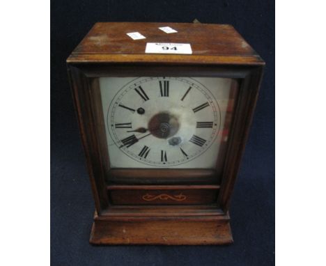 19th Century German alarm mantel clock with painted Roman face. (B.P. 24% incl. VAT)