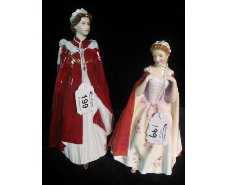 Royal Worcester bone china figurine 'In celebration of the Queen's 80th Birthday 2006', together with a Royal Doulton bone ch