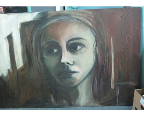 Sonja, portrait of a pensive  young woman, signed and dated, oils on canvas. 100 x 150cm approx. Unframed.(B.P. 24% incl. VAT