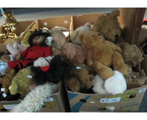 Two boxes of teddy bears, various to include; Steiff classic genuine mohair growler 'Teddy Bar 42' and another similar, other