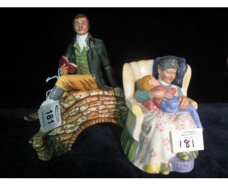 Royal Doulton bone china figurine 'Robert Burns' HN3641, together with Royal Doulton 'Sweet Dreams' figure group HN2380. (2)(