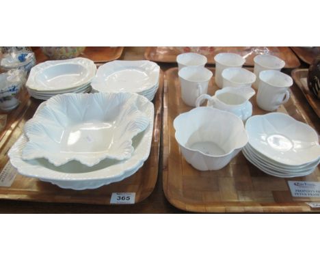 Two trays of Shelley fine bone china white fluted teaware. (B.P. 24% incl. VAT) 
