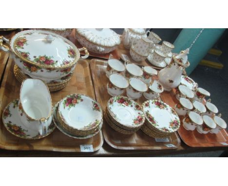 Three trays of Royal Albert bone china Old Country Roses design teaware and a large lidded tureen. (3)(B.P. 24% incl. VAT)