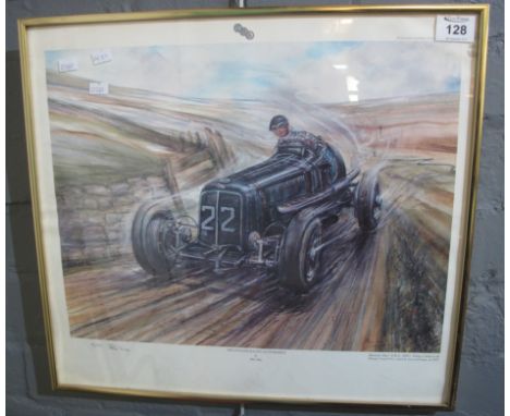 After Phil May,'The English Racing Automobile', a limited edition coloured print depicting 'Raymond Mays in ERA R4C taking a 