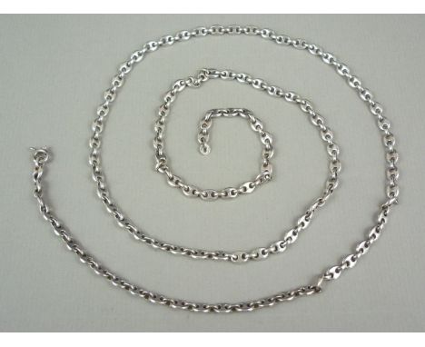 A vintage silver marine link neck chain, 82 cm, 34.9g