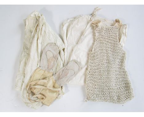 A 1942 British Army lightweight snow camouflage smock and trousers, size 2, together with a pair of winter snow mittens and a