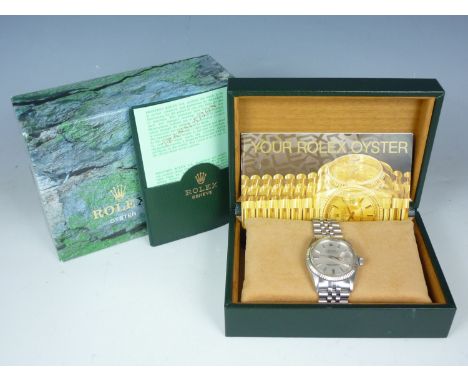 A Rolex stainless steel Oyster Perpetual Datejust wrist watch, with Jubilee bracelet strap, 1978, model No. 16014, watch No. 
