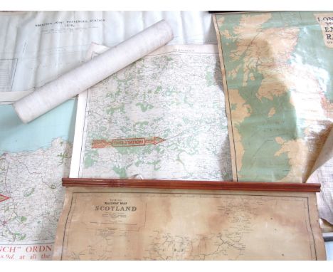 [Railway] An Official Railway Map of Scotland, dated 1960 with wooden hanging posts, a London & North Eastern Railway and Con