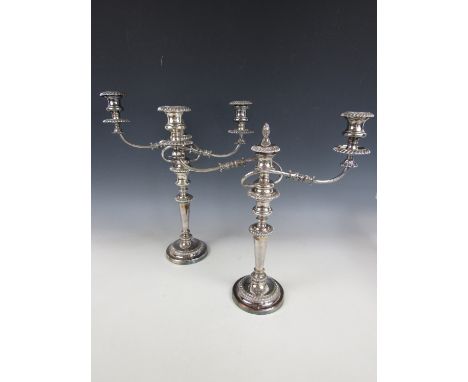 A pair of Victorian two-branch electroplate candelabra, 44 cm