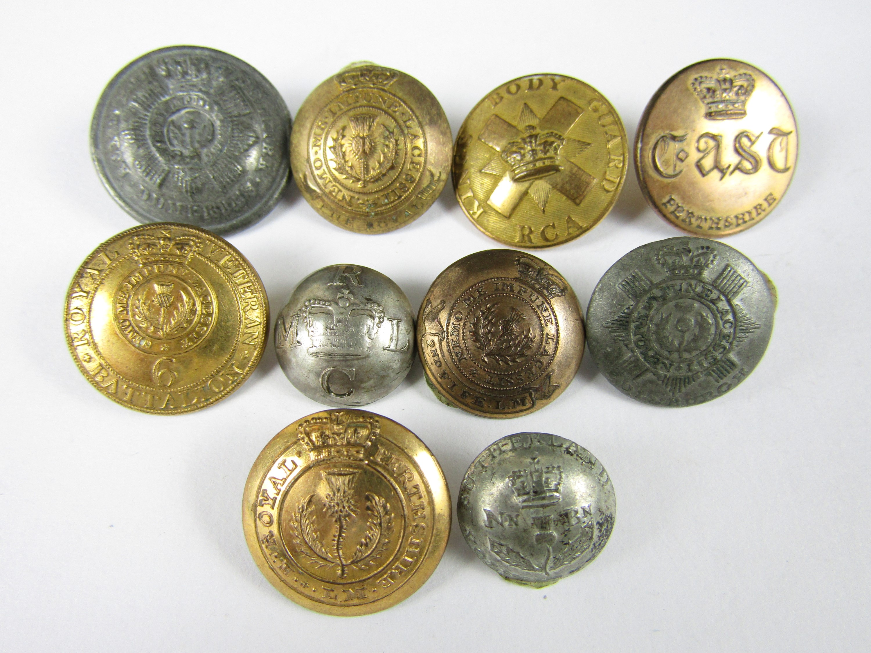 A quantity of 19th Century Scottish military buttons