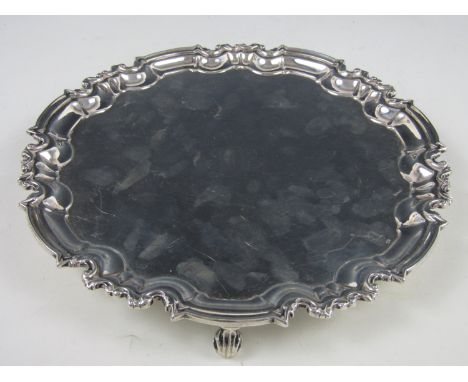 A Victorian silver salver, with Chippendale border and engraved monogram, William Hutton and Sons, London, 1899, 600g