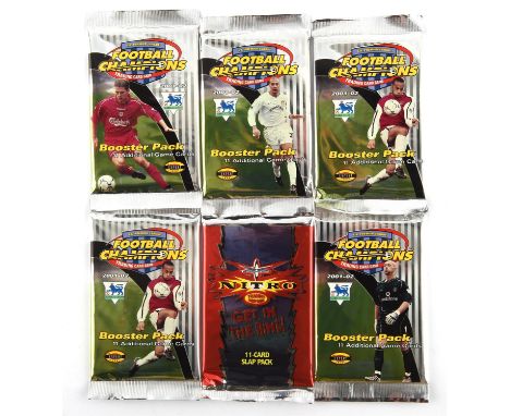 5x Sealed Football Champions Premier League 2001-2002 Booster Packs and approximately 50-60 loose cards. Also included in the