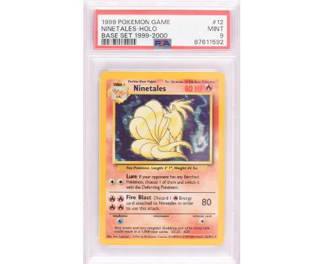 Pokemon TCG. Ninetales Base Set 1999-2000 UK 4th Print Holo 12/102, graded PSA 9. This item is from the collection of the for
