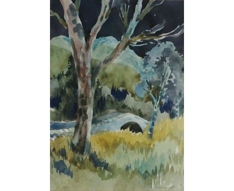 Robert Macdonald Scott, Scottish (1914 - 1996)Bridge over the Tweedwatercolour, signed LR min pencil: R Macdonald Scott40 x 2