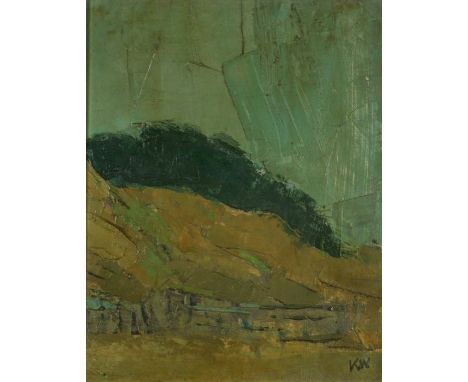 Attributed to Sir John Kyffin Williams, OBE, RA,Near Llyn Dinas oil on board, monogrammed LR: KW27 x 21cmCondition reportMono