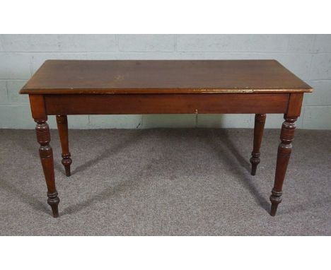 A mahogany console table, early 20th century, with rectangular top on four turned and tapered legs, 80cm high, 146cm wide