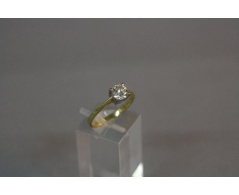 AN 18CT GOLD MODERN SINGLE STONE DIAMOND RING, one modern round brilliant cut diamond, estimated weight 0.75ct, clarity asses