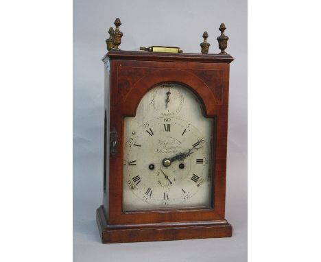 A LATE 18TH CENTURY AND LATER WALNUT CASED BRACKET CLOCK, by Bethel of Stowmarket, silvered dial with strike/silent to the ar